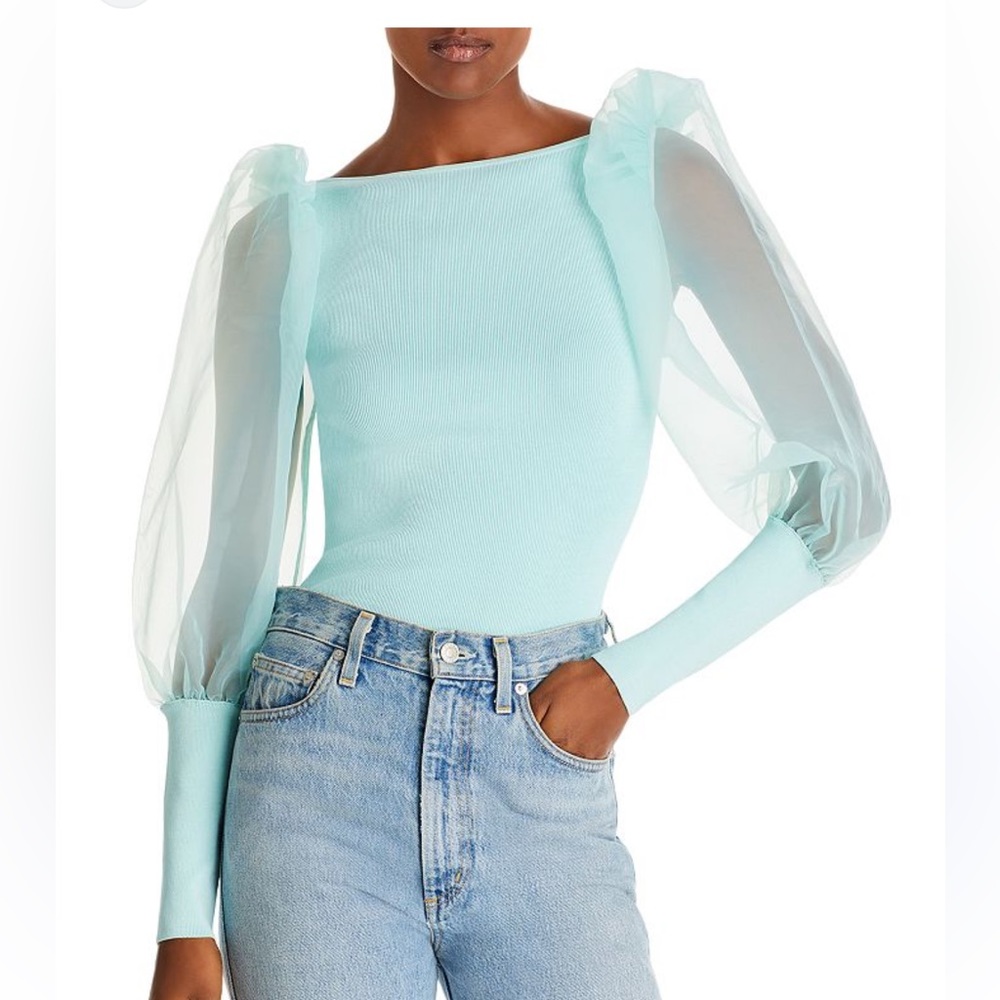 Alice and Olivia Abella long Puff-Sleeve Top in L - Picture 1 of 4